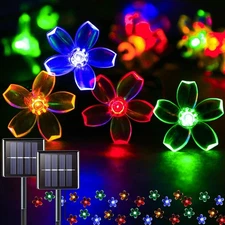 7M 50 LED Solar Powered Fairy String Flower Lights Outdoor Garden Wedding Party