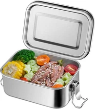 2 Pcs Stainless Steel Bento Box 550ml, Leakproof Lunch Box with Lockable Clips,