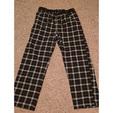 Perry Ellis Portfolio Mens Plaid Pajama Pants Black Red White Size L Large