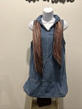 Forever 21 Women’s Denim Classic A-line Dress W/bonus Scarf Size Medium