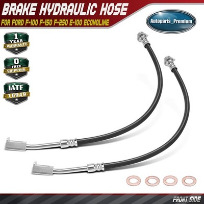 2x Front Side Brake Hydraulic Hose for Ford F-150 F-250 F-100 E-150 Econoline