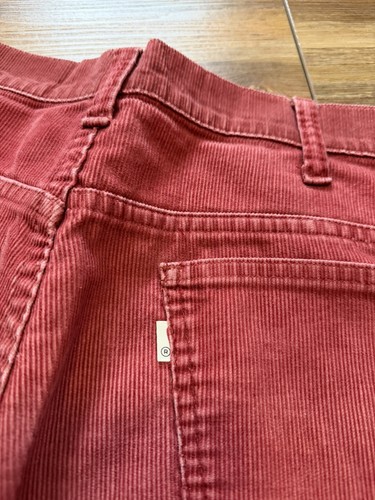 Vintage 70s Levis Pants Size 36x30 Red Corduroy Flare White Tab Boot Cut Jeans by Levi's, $99.99 - Photo 3