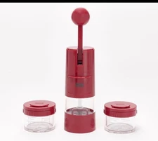 Kuhn Rikon Ratchet  Spice Grinder with 2 Spice Shakers Brick Red