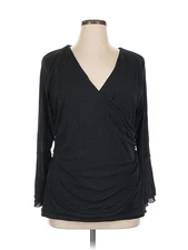 Ruby Ribbon Women Black Long Sleeve Blouse 3X Plus