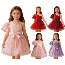 Kids Girls Evening Sequin Dress Chiffon Ball Gown Proms Bridesmaid Wedding Long