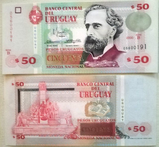 URUGAY Billet de 50 Pesos Uruguayos 2000 Pick 75b Neuf UNC