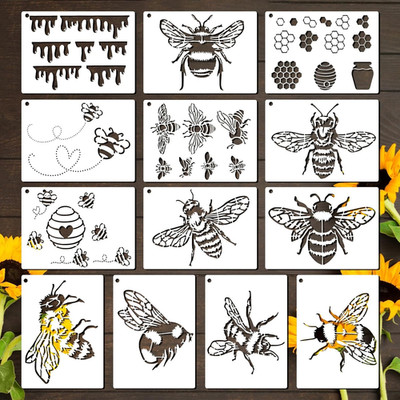 13Pcs Bee Stencil, Reusable Stencils for Painting, Honeycomb Stencil for DIY Cra
