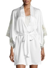 NATORI Chantilly Lace Satin Wrap Short Robe Warm White XL MSRP 250 NEW