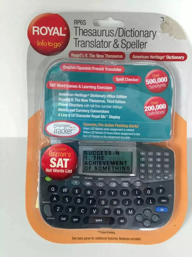 New Royal Info To Go RP6S Thesaurus Dictionary Translator Speller Sealed