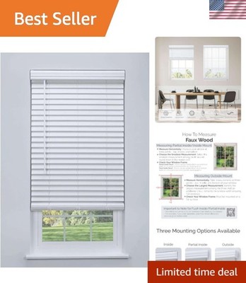 Cordless 2'' Faux Wood Blind White 59 W x 64 H, Flush Inside Mount No Valance ...