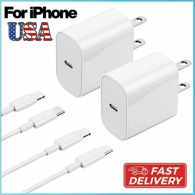 20W USB-C Fast Charger Wall Adapter PD Cable US Plug For iPhone 14 13 12 11 XR 8