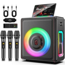 Karaoke Machine, Portable Bluetooth 5.3 Speaker with 3 Wireless 3MICS