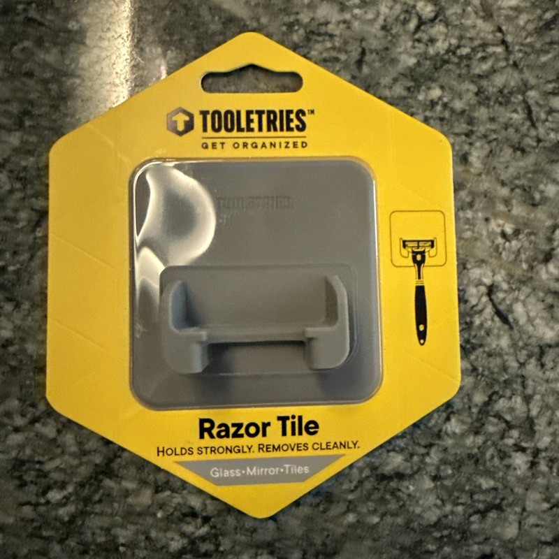 Tooletries Razor Tile, Silicone Grip Technology, Adheres to Shiny Surfaces
