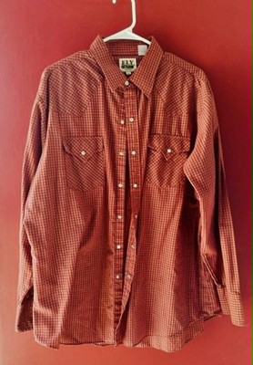 Ely Cattleman Vintage Western Pearl Snap Button Shirt XL Great Shape