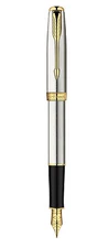 Parker Sonnet  Fountain Pen Stainless Steel & Gold  Medium Pt In Box *