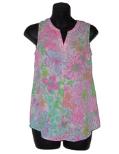 Lilly Pulitzer Multi Paradise Found Sleeveless Stacey Top Blouse XXS