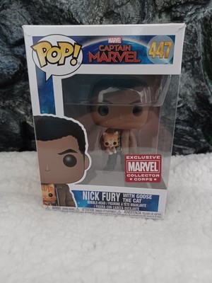 Funko Pop Captain Marvel / Nick Fury with Goose the Cat #447 Collector Corps