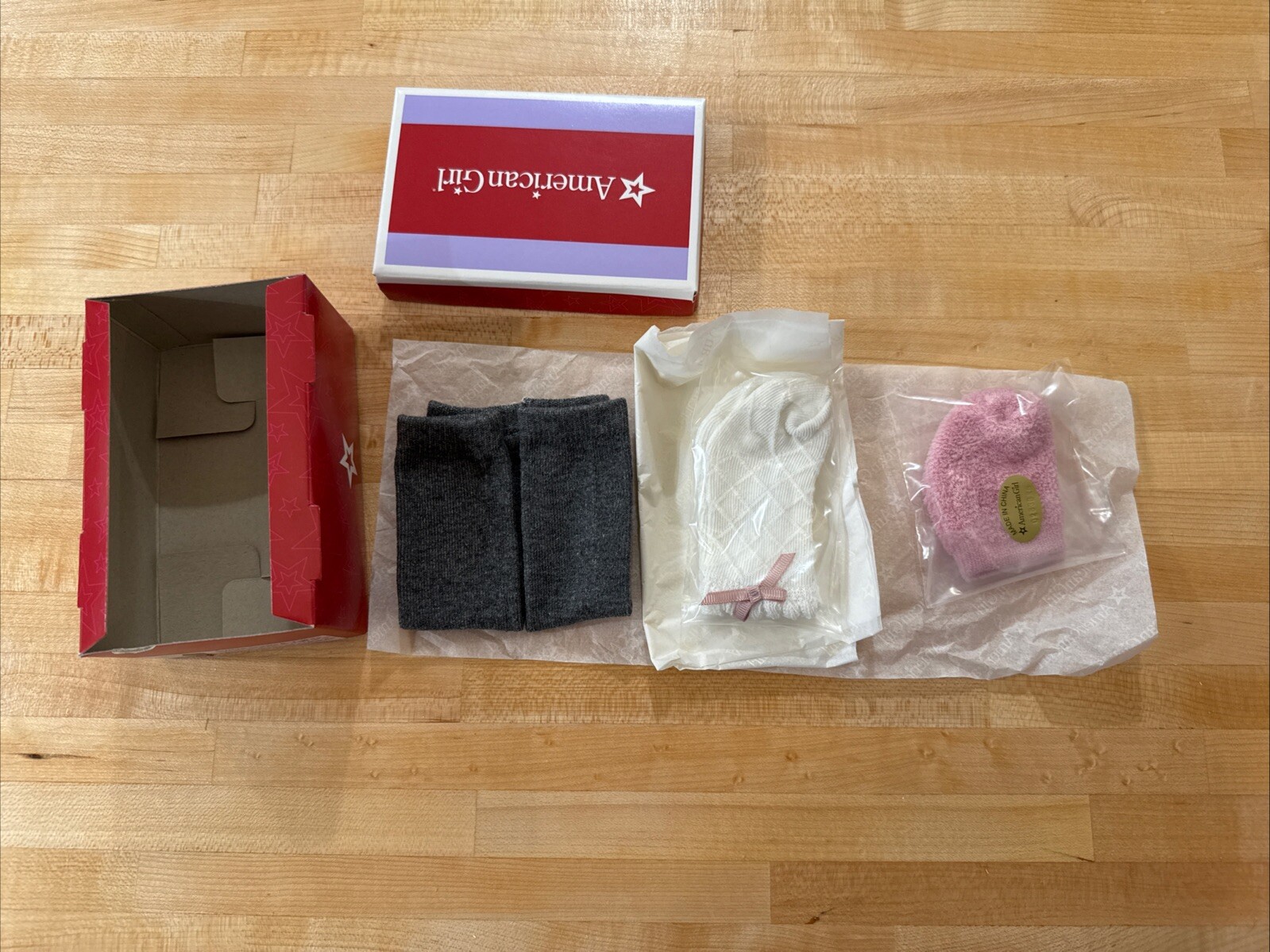 American Girl Doll Sweet Socks & Tights NEW pink Fuzzy Gray