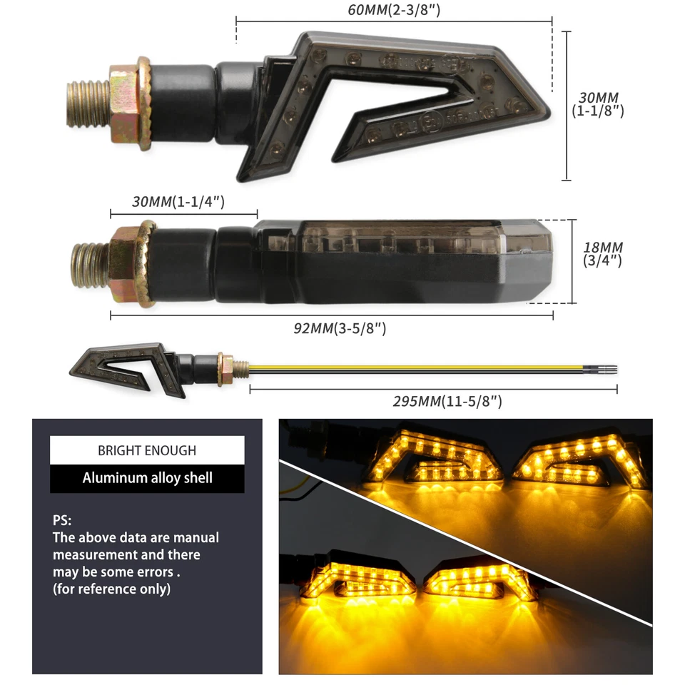 For Honda Grom 125 Ruckus 50 2x Motorcycle Arrow Amber Turn Signal Light Blinker - Image 3 of 4