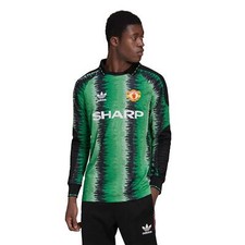 adidas ORIGINALS MANCHESTER UNITED RETRO GOALKEEPER SHIRT JERSEY GREEN MENS NEW