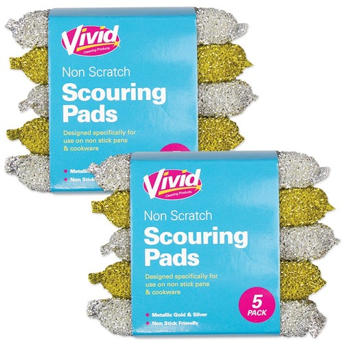 10x METALLIC SCOUR PADS Non Stick Friendly Scrub Sponges Washing Up