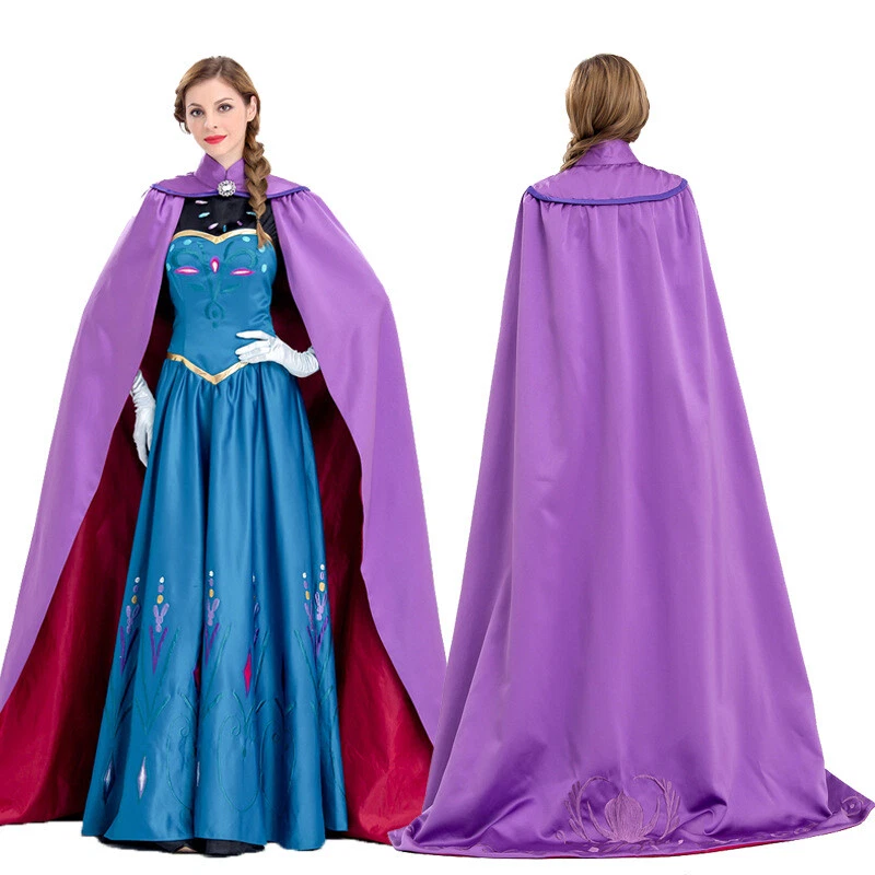 Cosplay Costume Female Princess Anna Dress Frozen Snow White Dress Long Cloak - Image 3 of 4