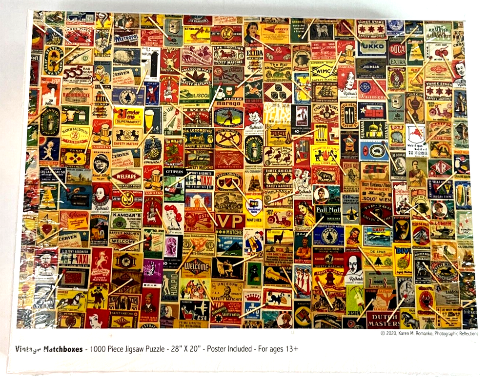 VINTAGE MATCHBOXES 1000 Pc Jigsaw Puzzle COLORCRAFT Poster Incl. Age 13+, Sealed
