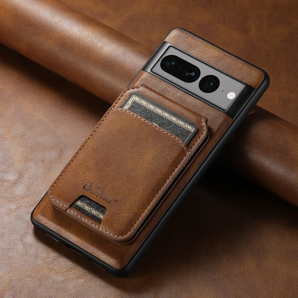 Funda tipo billetera desmontable con soporte magnético de cuero para Google Pixel 9 Pro XL/8/7A/6 Foto 3 de 4