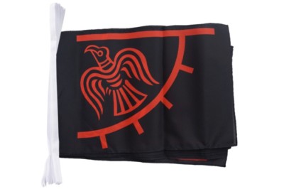 Wikinger-Fahnenkette Mit Odin-Rabe – 5,9 M, 15 Flaggen Aus Reißfestem Polyester, Wetterfest
