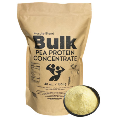 Pea Protein Powder Concentrate, Raw Vegan USA, 100% Pure Unflavored Muscle Blend