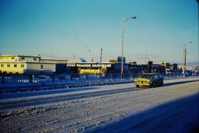Vintage 35mm Slide Photo Fairbanks Alaska Samson Hardware 1960s Car Shot