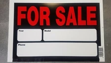 6 PK of For Sale Signs 8 x 12 Year and Model Black and Red for Auto
