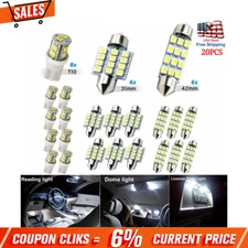 20pcs LED Interior Light Bulbs Kit Car Trunk Dome License Plate Lamp 6500K Sfkky