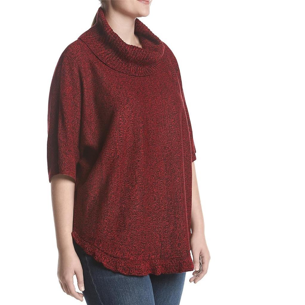 オフィーリア Womens Studio Works Cowl Neck Poncho Sweater Ruffled Hem Size 3X