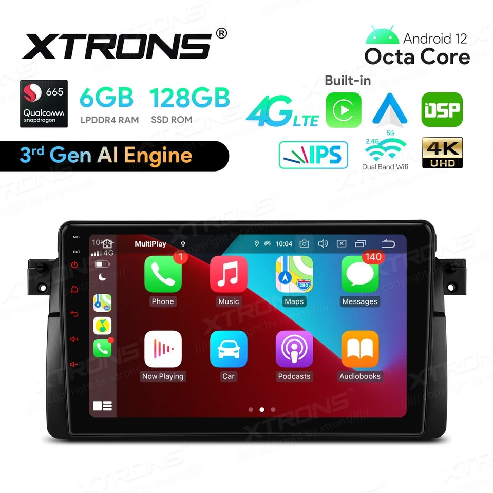 AUTORADIO ANDROID 12 BMW E46 6GB RAM 128 GB ROM WIFI CARPLAY OCTA CORE GPS USB - Immagine 3 di 4