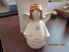NEW-Russ Berrie  BLESS OUR HOME Angel Votive Candle Holder-A1-3871