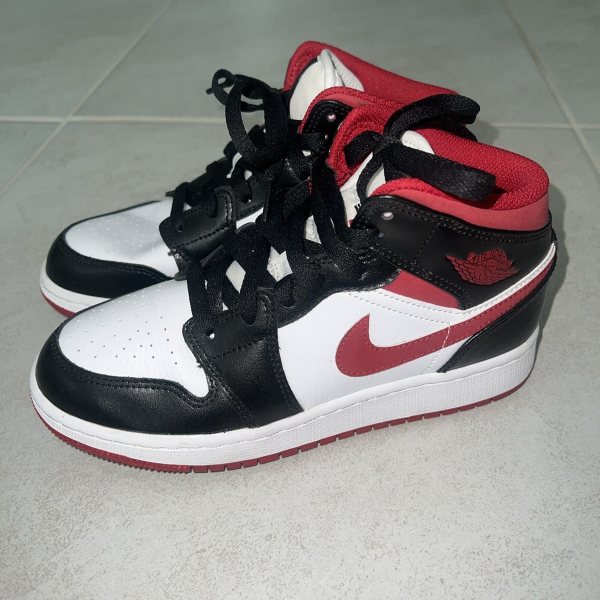 NIKE AIR JORDAN 1 MID (GS) WHITE/RED-BLCK [DJ4695 122] US SZ 4Y | eBay