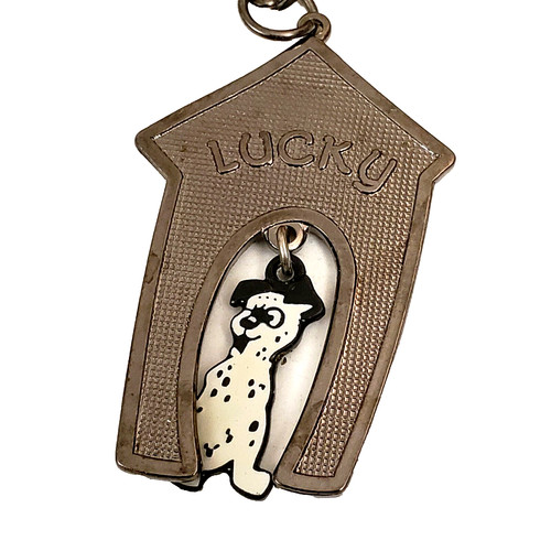 Vintage Disney 101 Dalmatians Necklace Lucky in Doghouse Dangle Pendant Puppy