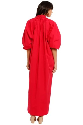 ESSE Collected Midi Dress V Neckline Ruby Red AU 12 RRP 690 WITH DEFECTS - Picture 3 of 6