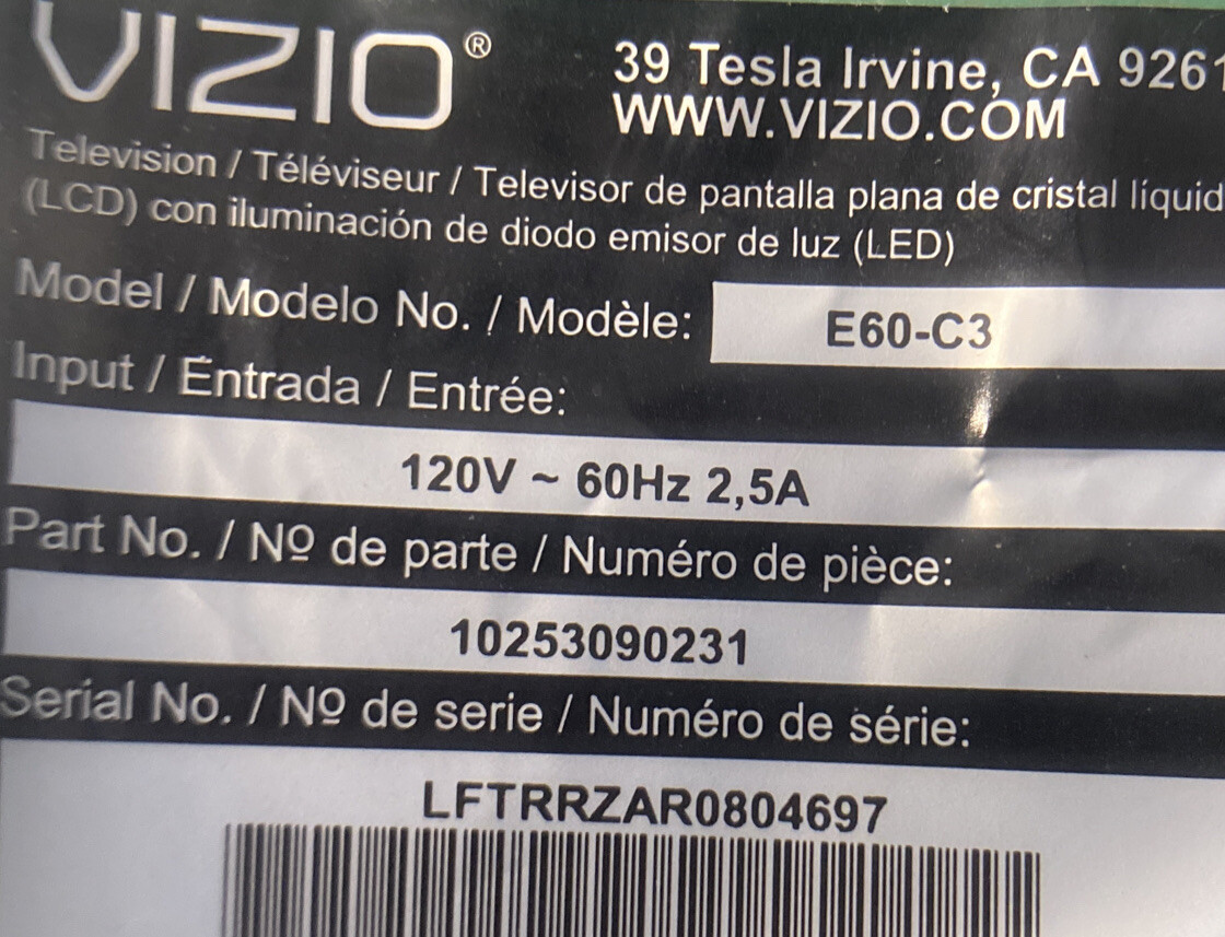 E60C3 Vizio Main Board Include TCon 1P0147C002010 0160CAP08100 eBay