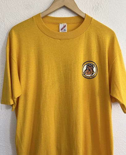 Vtg 80s WW2 Air Force 61st Fighter Squadron Logo Single Stitch Double Sided XL - Picture 2 of 12