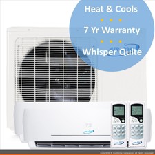 Air-con Mini Split Air Conditioner Heat Pump Ductless 2 Zone 12000 18000 Btu