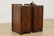 Pair Art Deco Vintage Walnut & Bakelite Night...