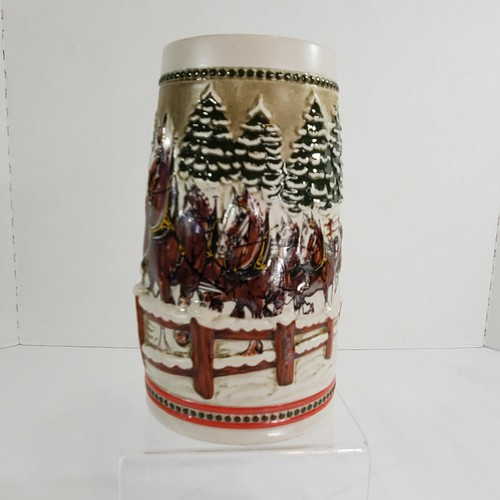 1984 CS62 Anheuser Busch Covered Bridge Stoneware Beer Stein Mug Clydesdales - Picture 3 of 11
