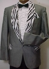 GRAY ZEBRA ANIMAL PRINT VINTAGE PROM TUXEDO SMOKING JACKET BOYS SIZES 3 - 14