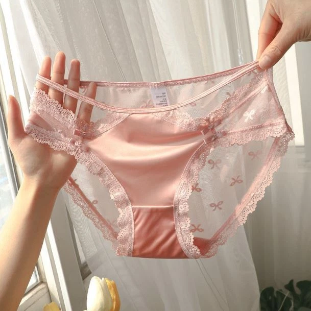 5pcs Lot Sexy Womens Satin Panties Full Briefs Silky Sheer Underwear Lingeries - Image 2 of 4