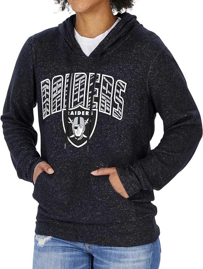 Мягкая толстовка с капюшоном из мрамора Zubaz NFL Womens Las Vegas Raiders