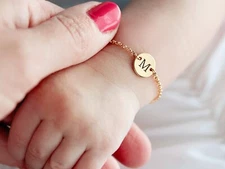 Cursive Initial Bracelet Stainless Steel Tiny Letter Personalized Gift for Baby,