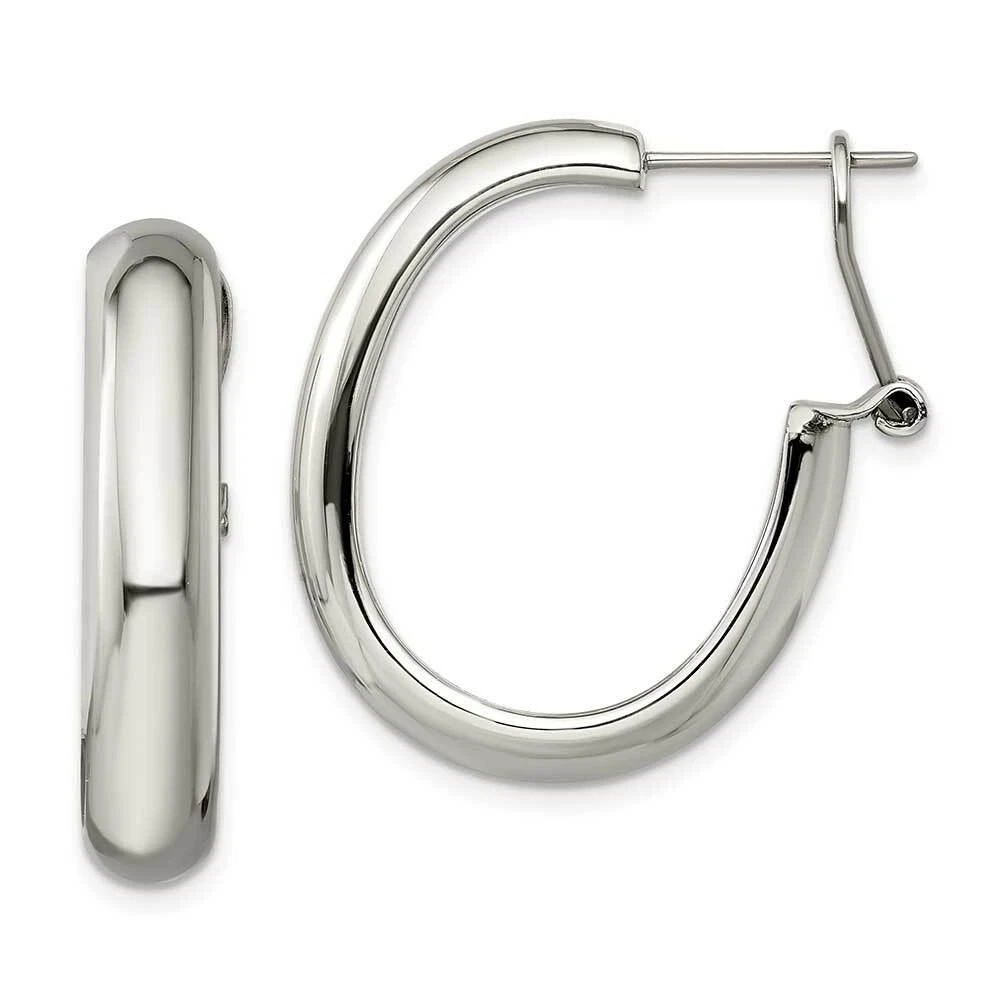 Omega back hoop earrings deals