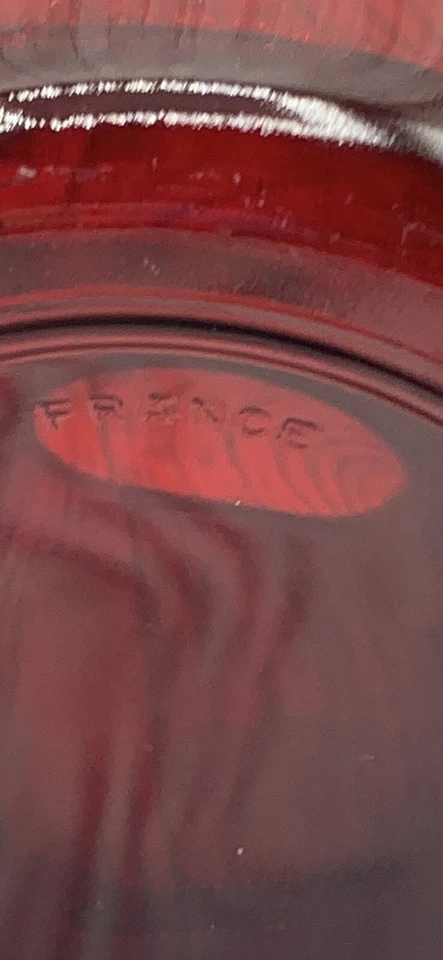  Vtg Ruby Red Glass with Etched Hearts 8oz Coffee/Tea Cup Made in France  - Image 2 of 4